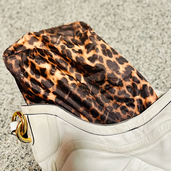 b. makowsky Hobo Leather  Shoulder Bag White & Gold Hardware Adjustable - EUC - Picture 11 of 15